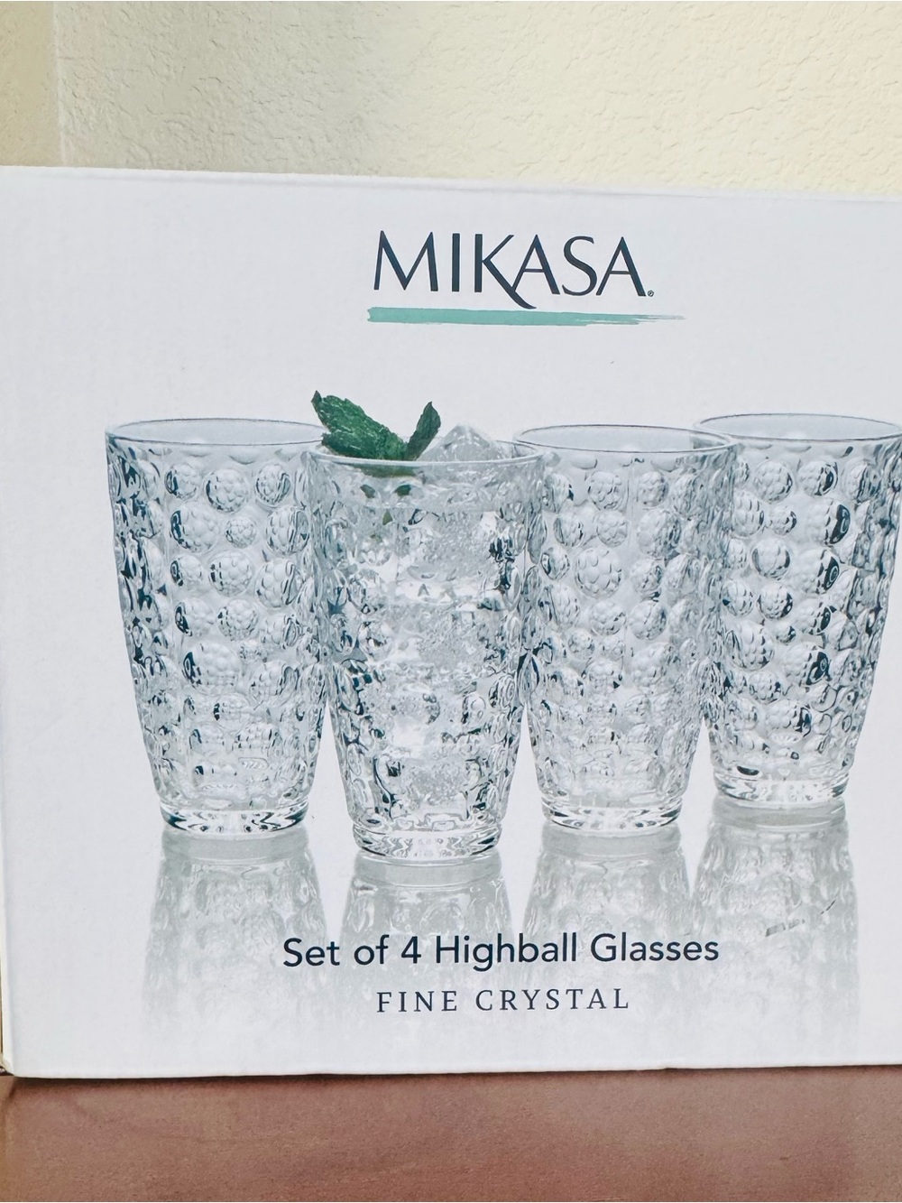 Mikasa Eau De Vie Highball Crystal Glasses Set of 4 NIB Discontinued